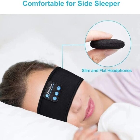 Sleep Bluetooth Headband/Eye Mask Headphones Side Sleeping Running Workout Soft - Picture 3 of 9